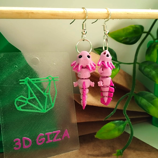 🐾 Aretes de Axolote Impresos en 3D – Naturaleza Mágica en tus Orejas