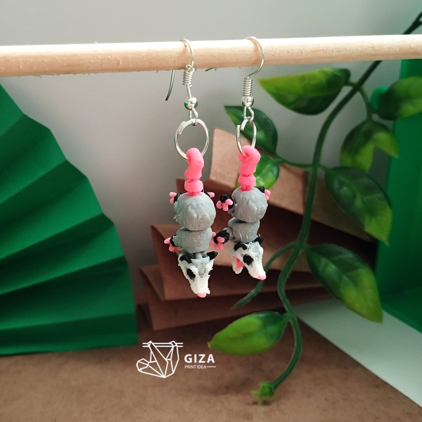 🦝 Aretes de Tlacuache Impresos en 3D – Espíritu Nocturno con Encanto Mexicano