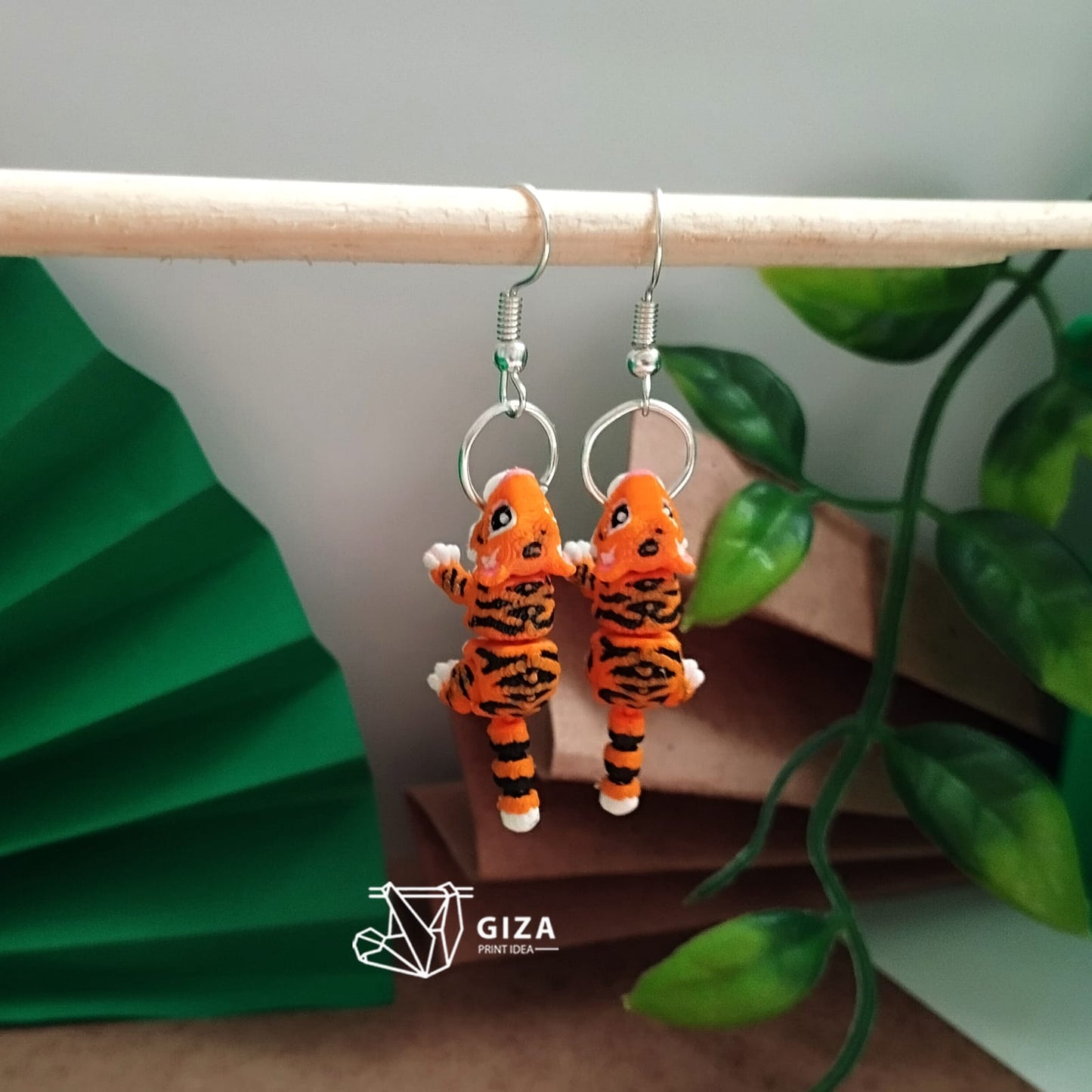 🐯 Aretes de Tigre Impresos en 3D – Fuerza Salvaje en tu Estilo
