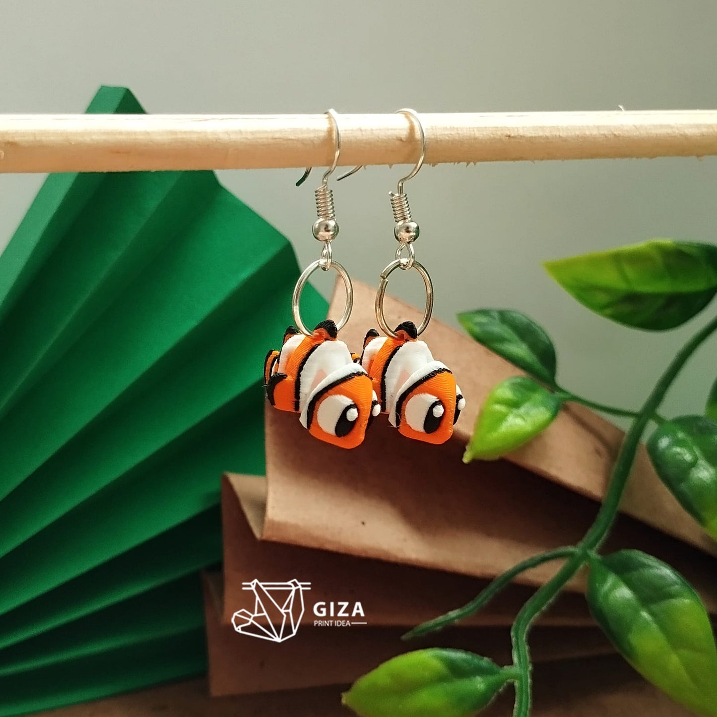 🐠 Aretes de Pez Payaso Impresos en 3D – Color y Alegría Marina