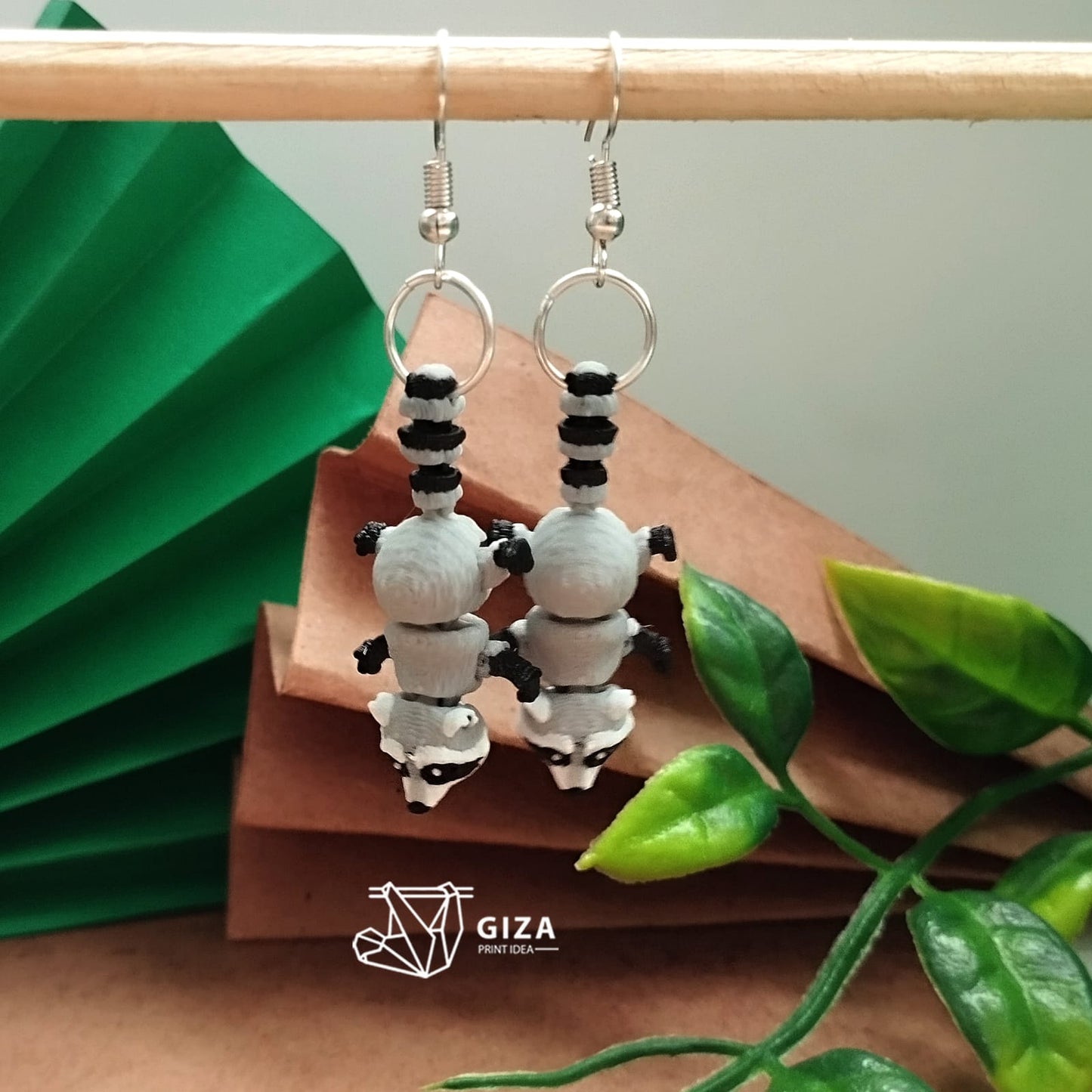 🦝 Aretes de Mapache Impresos en 3D – Astucia y Carácter en tu Estilo