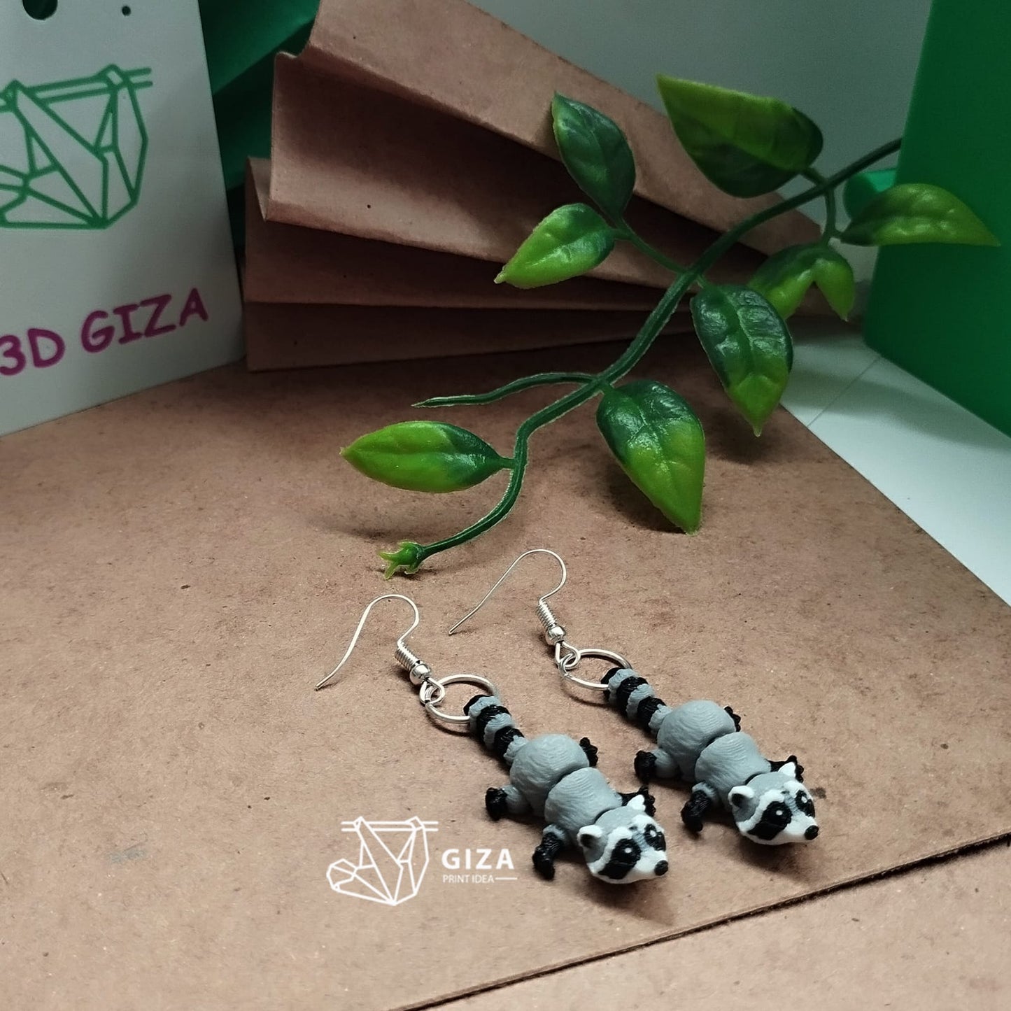 🦝 Aretes de Mapache Impresos en 3D – Astucia y Carácter en tu Estilo