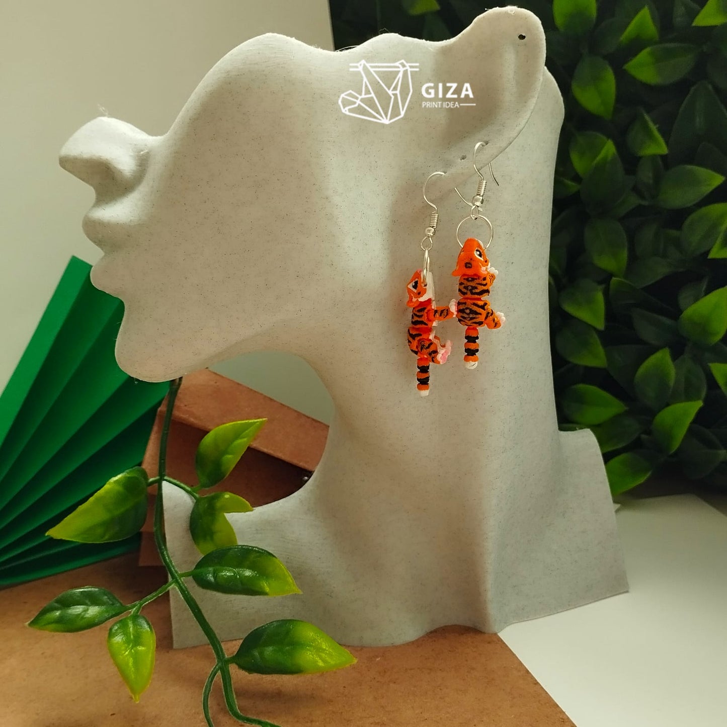 🐯 Aretes de Tigre Impresos en 3D – Fuerza Salvaje en tu Estilo