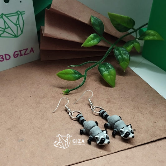 🦝 Aretes de Mapache Impresos en 3D – Astucia y Carácter en tu Estilo
