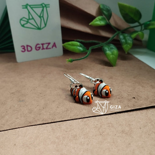 🐠 Aretes de Pez Payaso Impresos en 3D – Color y Alegría Marina