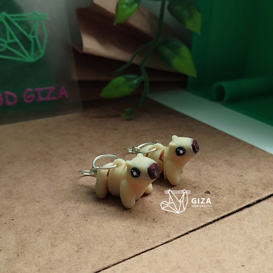 🦫 Aretes de Capibara Impresos en 3D – Serenidad y Ternura en tu Estilo