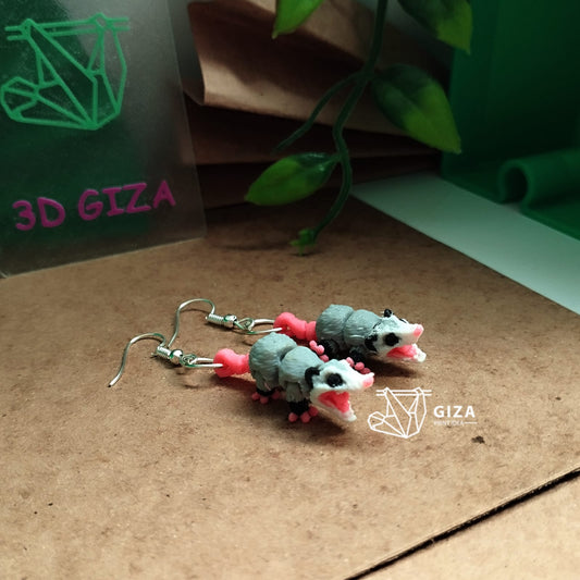 🦝 Aretes de Tlacuache Impresos en 3D – Espíritu Nocturno con Encanto Mexicano