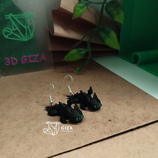 🐉 Aretes de Furia Nocturna Impresos en 3D – Misterio y Poder del Dragón Chimuelo
